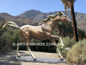 Galloping Grace bronze statue of galloping thoroughbred horse for ranch or equestrian center