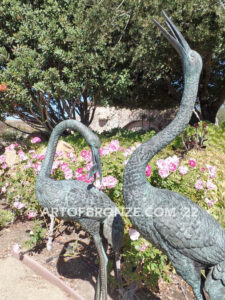 Heron Haven lost wax bronze statue casting of heron pair for fountain