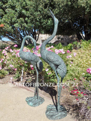 Heron Haven lost wax bronze statue casting of heron pair for fountain