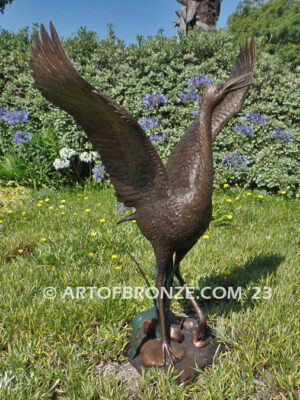 Majestic Stride lost wax bronze statue casting of walking crane