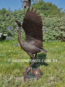 Majestic Stride lost wax bronze statue casting of walking crane