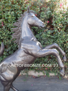 Prancing Horse outdoor monumental bronze statue of reared horse inspired after Ferrari symbol