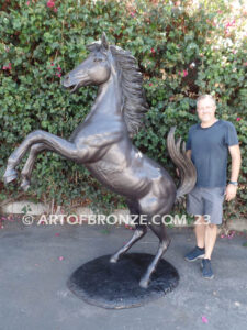 Prancing Horse outdoor monumental bronze statue of reared horse inspired after Ferrari symbol