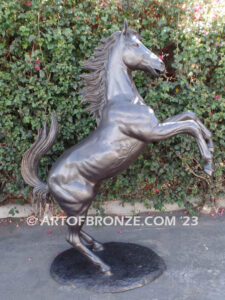 Prancing Horse outdoor monumental bronze statue of reared horse inspired after Ferrari symbol