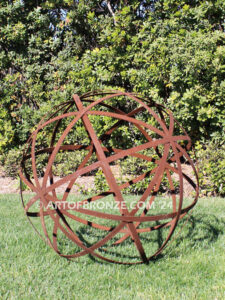 Rustic Sphere outdoor garden globe steel artwork for private or public display