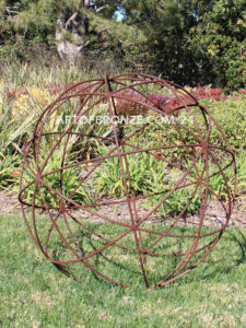 Rustic Sphere outdoor garden globe steel artwork for private or public display