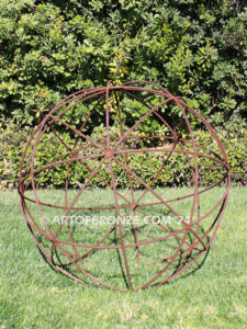 Rustic Sphere outdoor garden globe steel artwork for private or public display