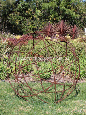 Rustic Sphere outdoor garden globe steel artwork for private or public display