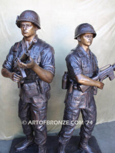 Service and Sacrifice bronze sculpture Vietnam War memorial of American Infantry soldier and South Vietnamese soldier