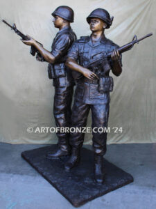 Service and Sacrifice bronze sculpture Vietnam War memorial of American Infantry soldier and South Vietnamese soldier