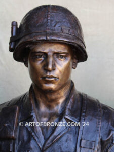 Service and Sacrifice bronze sculpture Vietnam War memorial of American Infantry soldier and South Vietnamese soldier