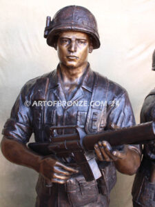 Service and Sacrifice bronze sculpture Vietnam War memorial of American Infantry soldier and South Vietnamese soldier