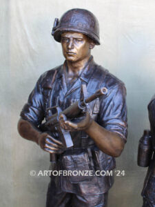 Service and Sacrifice bronze sculpture Vietnam War memorial of American Infantry soldier and South Vietnamese soldier