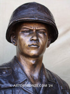 Service and Sacrifice bronze sculpture Vietnam War memorial of American Infantry soldier and South Vietnamese soldier