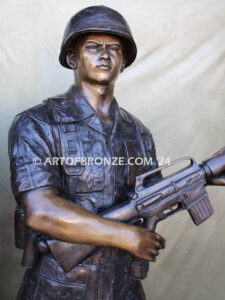 Service and Sacrifice bronze sculpture Vietnam War memorial of American Infantry soldier and South Vietnamese soldier