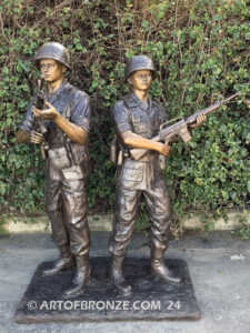 Service and Sacrifice bronze sculpture Vietnam War memorial of American Infantry soldier and South Vietnamese soldier