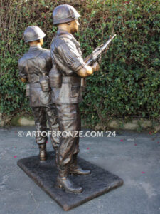 Service and Sacrifice bronze sculpture Vietnam War memorial of American Infantry soldier and South Vietnamese soldier