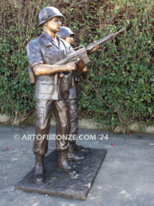 Service and Sacrifice bronze sculpture Vietnam War memorial of American Infantry soldier and South Vietnamese soldier