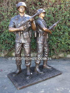 Service and Sacrifice bronze sculpture Vietnam War memorial of American Infantry soldier and South Vietnamese soldier