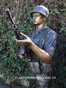 Service and Sacrifice bronze sculpture Vietnam War memorial of American Infantry soldier and South Vietnamese soldier