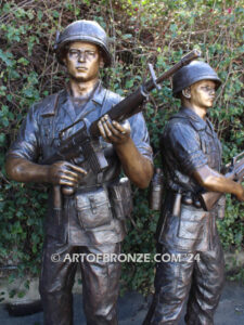 Service and Sacrifice bronze sculpture Vietnam War memorial of American Infantry soldier and South Vietnamese soldier