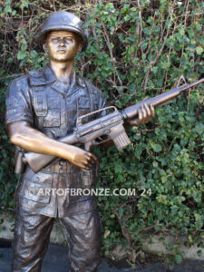 Service and Sacrifice bronze sculpture Vietnam War memorial of American Infantry soldier and South Vietnamese soldier