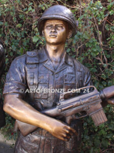 Service and Sacrifice bronze sculpture Vietnam War memorial of American Infantry soldier and South Vietnamese soldier