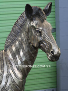 Zebra high quality cast bronze statue