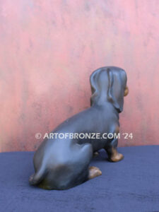 Dachshund gallery quality custom bronze sculpted statue of beloved weiner dog