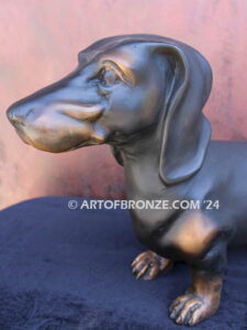 Dachshund gallery quality custom bronze sculpted statue of beloved weiner dog