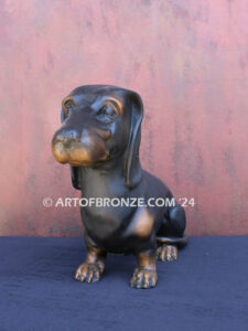 Dachshund gallery quality custom bronze sculpted statue of beloved weiner dog