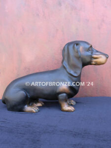 Dachshund gallery quality custom bronze sculpted statue of beloved weiner dog