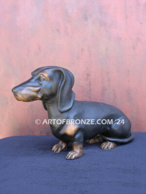 Dachshund gallery quality custom bronze sculpted statue of beloved weiner dog