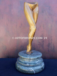 Essence Unveiled bronze sculpture of beautiful nude female form of legs and torso.