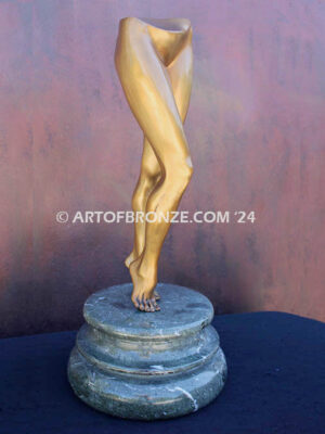 Essence Unveiled bronze sculpture of beautiful nude female form of legs and torso.