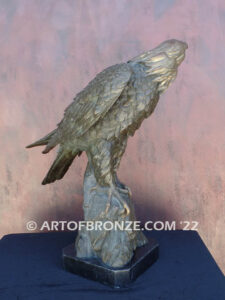 Independence limited edition bronze statue of eagle perched on bronze rock