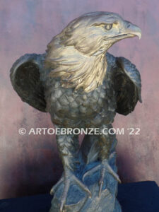 Independence limited edition bronze statue of eagle perched on bronze rock