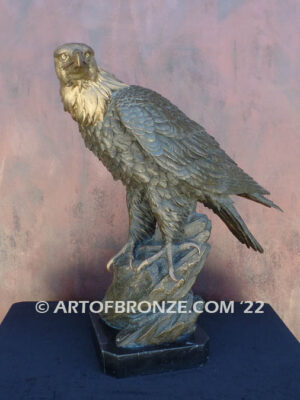 Independence limited edition bronze statue of eagle perched on bronze rock