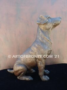 Shorty Jack Russell short-haired gallery & custom quality bronze dog pet sculpture