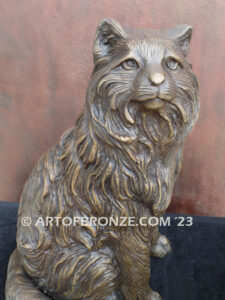 Loving Friend long-haired gallery & custom quality cat pet bronze sculpture