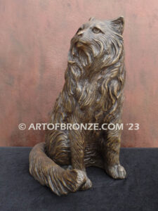 Loving Friend long-haired gallery & custom quality cat pet bronze sculpture