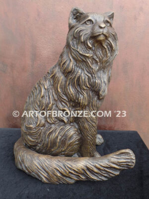 Loving Friend long-haired gallery & custom quality cat pet bronze sculpture