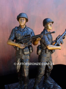 Service and Sacrifice model size version bronze sculpture Vietnam War memorial of American Infantry soldier and South Vietnamese soldier