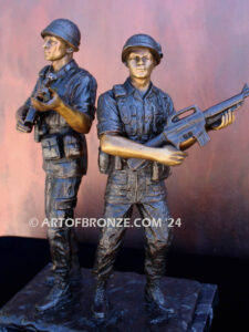 Service and Sacrifice model size version bronze sculpture Vietnam War memorial of American Infantry soldier and South Vietnamese soldier