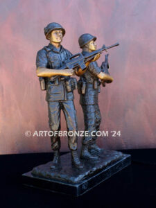 Service and Sacrifice model size version bronze sculpture Vietnam War memorial of American Infantry soldier and South Vietnamese soldier