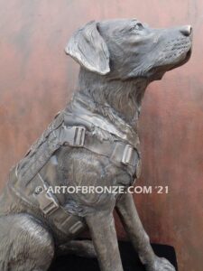 Military Work Dogs scout, sentry, and explosion detection bronze statue veterans’ memorial