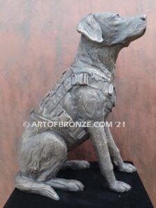 Military Work Dogs scout, sentry, and explosion detection bronze statue veterans’ memorial