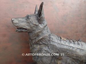 Military Work Dogs scout, sentry, and explosion detection bronze statue veterans’ memorial