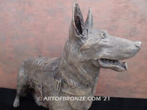 Military Work Dogs scout, sentry, and explosion detection bronze statue veterans’ memorial