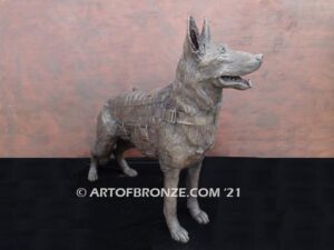 Military Work Dogs scout, sentry, and explosion detection bronze statue veterans’ memorial